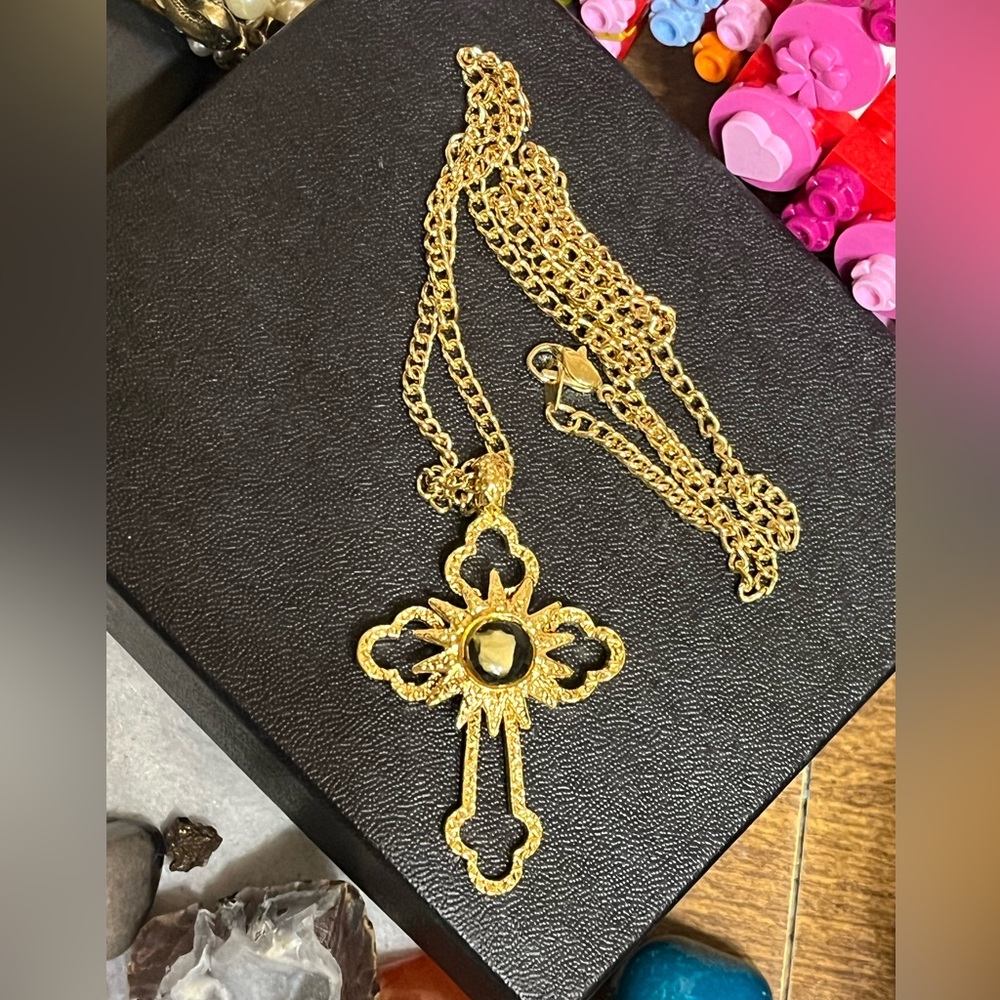 Nativity Stone Cross Necklace